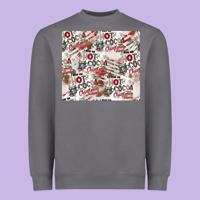 Hot Cocoa Christmas Cheer Pattern Heavyweight Sweatshirt Designed By Cowhidedigitalart