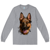 Heather Grey German Shepherd Long Sleeve Tee - Jasminsmagicworld