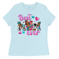 Baby Blue Best Mom Ever Afro Woman Ladies Tee - texasbilliewilder