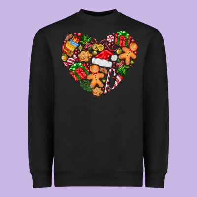 Love Christmas  Heart Heavyweight Sweatshirt Designed By Cowhidedigitalart