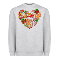 Heather Grey love Christmas  heart Heavyweight Sweatshirt - CowhideDigitalArt