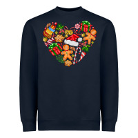 Navy love Christmas  heart Heavyweight Sweatshirt - CowhideDigitalArt