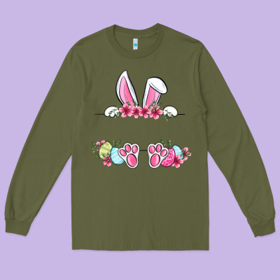 Easter Bunny Name Frame Long Sleeve Tee Designed By Oliviacreatesart