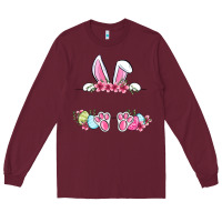 Burgundy Easter bunny name frame Long Sleeve Tee - OliviaCreatesArt