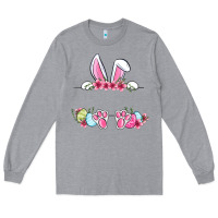 Heather Grey Easter bunny name frame Long Sleeve Tee - OliviaCreatesArt