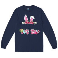 Navy Easter bunny name frame Long Sleeve Tee - OliviaCreatesArt