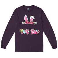 Plum Easter bunny name frame Long Sleeve Tee - OliviaCreatesArt