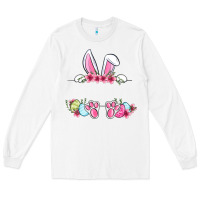 White Easter bunny name frame Long Sleeve Tee - OliviaCreatesArt