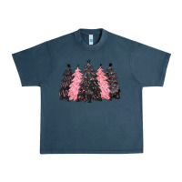 Midnight Navy pink christmas trees Urban Heavy Tee - CowGirlArtShop