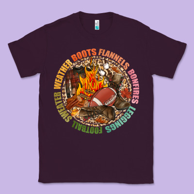 Boots Flannels Bonfires Leggins Football Classic Tee Designed By Nancycooperartshop