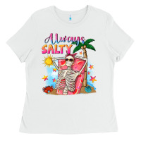 White Always salty Ladies Tee - NancyCooperArtShop