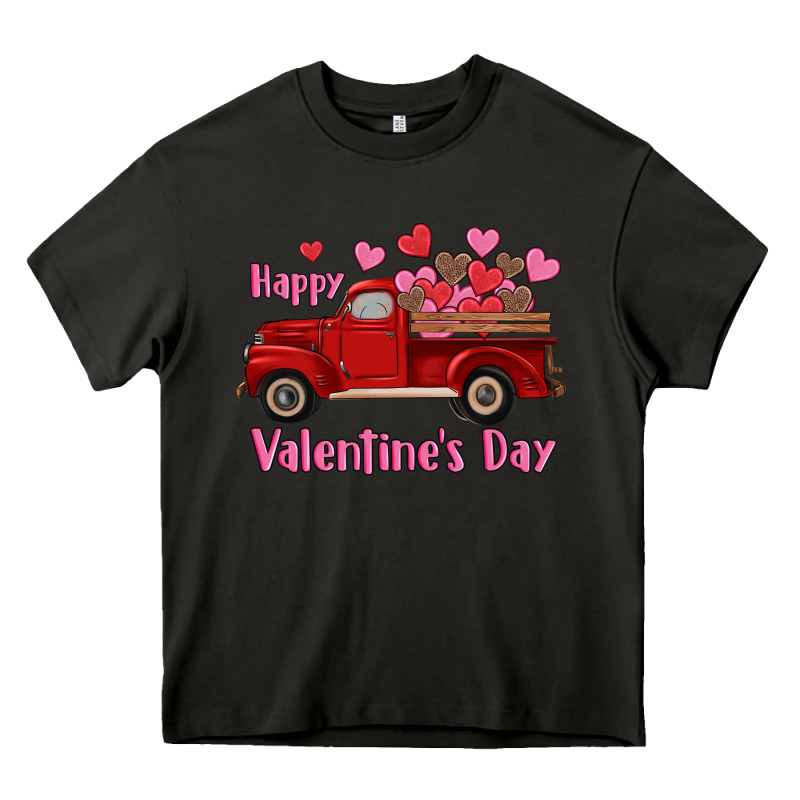 Happy Valentine's Day Truck Hearts Heavy Core Tee by RanaPortraitStore | Teevron