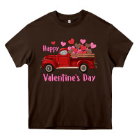 Chocolate Brown happy valentine's day truck hearts Heavy Core Tee - RanaPortraitStore
