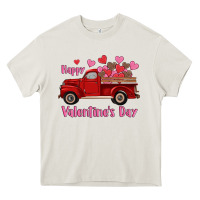 Cream happy valentine's day truck hearts Heavy Core Tee - RanaPortraitStore