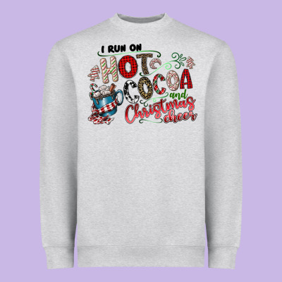 I Run Hot Cocoa And Christmas Cheer Heavyweight Sweatshirt Designed By Cowhidedigitalart