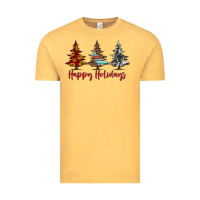 Vintage Mustard happy holidays christmas trees Vintage Tee - Jasminsmagicworld