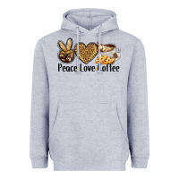 Heather Grey peace love coffee Heavyweight Hoodie - BarkalooDesign