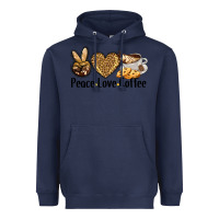 Navy peace love coffee Heavyweight Hoodie - BarkalooDesign