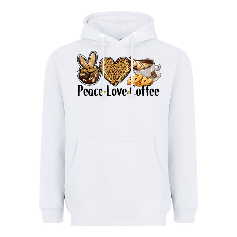 Peace Love Coffee Heavyweight Hoodie by BarkalooDesign | Teevron