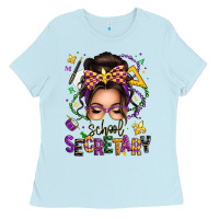 Baby Blue mardi gras school secretary caucasian messy bun Ladies Tee - texasbilliewilder