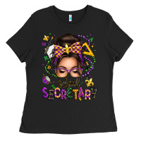 Black mardi gras school secretary caucasian messy bun Ladies Tee - texasbilliewilder