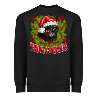 Black meowy christmas Heavyweight Sweatshirt - CowhideDigitalArt