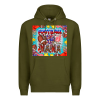 Army Green Football Mama Premium Hoodie - CowhideDigitalArt