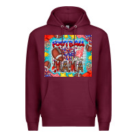 Burgundy Football Mama Premium Hoodie - CowhideDigitalArt