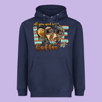 All You Need Is Love Coffee Heavyweight Hoodie Designed By Barkaloodesign