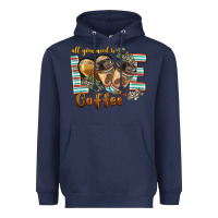 Navy all you need is love coffee Heavyweight Hoodie - BarkalooDesign