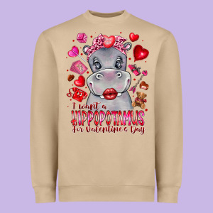 I Want Hippopotamus For Valentines Day Heavyweight Sweatshirt Designed By Cowhidedigitalart