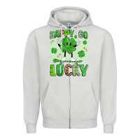 Dove Grey happy go lucky Zipper Hoodie - Artiststas
