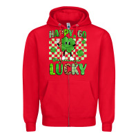 Red happy go lucky Zipper Hoodie - Artiststas