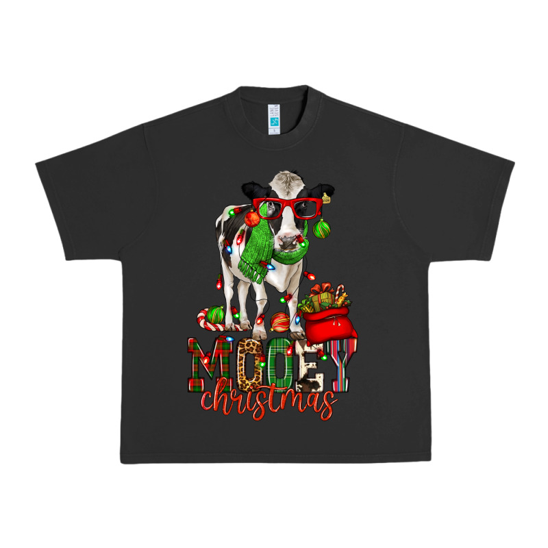 Mooey Christmas Holstein Cow Urban Heavy Tee by CowGirlArtShop | Teevron