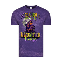 Cloud Purple welcome to our haunted house Vintage Tee - CowGirlArtShop