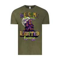 Vintage Olive welcome to our haunted house Vintage Tee - CowGirlArtShop