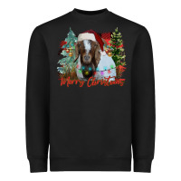 Black merry Christmas goat Heavyweight Sweatshirt - CowhideDigitalArt