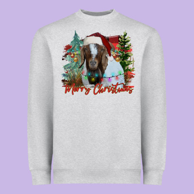 Merry Christmas Goat Heavyweight Sweatshirt Designed By Cowhidedigitalart