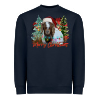 Navy merry Christmas goat Heavyweight Sweatshirt - CowhideDigitalArt