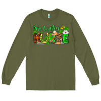 Army Green St. Patrick's One lucky Nurse Long Sleeve Tee - OliviaCreatesArt