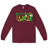 Burgundy St. Patrick's One lucky Nurse Long Sleeve Tee - OliviaCreatesArt