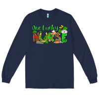 Navy St. Patrick's One lucky Nurse Long Sleeve Tee - OliviaCreatesArt