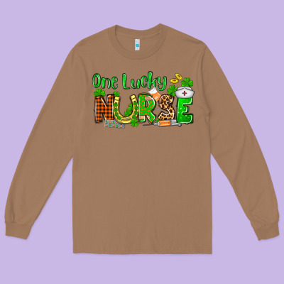 St. Patrick's One Lucky Nurse Long Sleeve Tee Designed By Oliviacreatesart