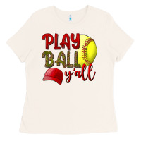 Bone Play ball y'all Softball Ladies Tee - NancyCooperArtShop