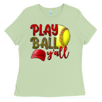 Matcha Play ball y'all Softball Ladies Tee - NancyCooperArtShop