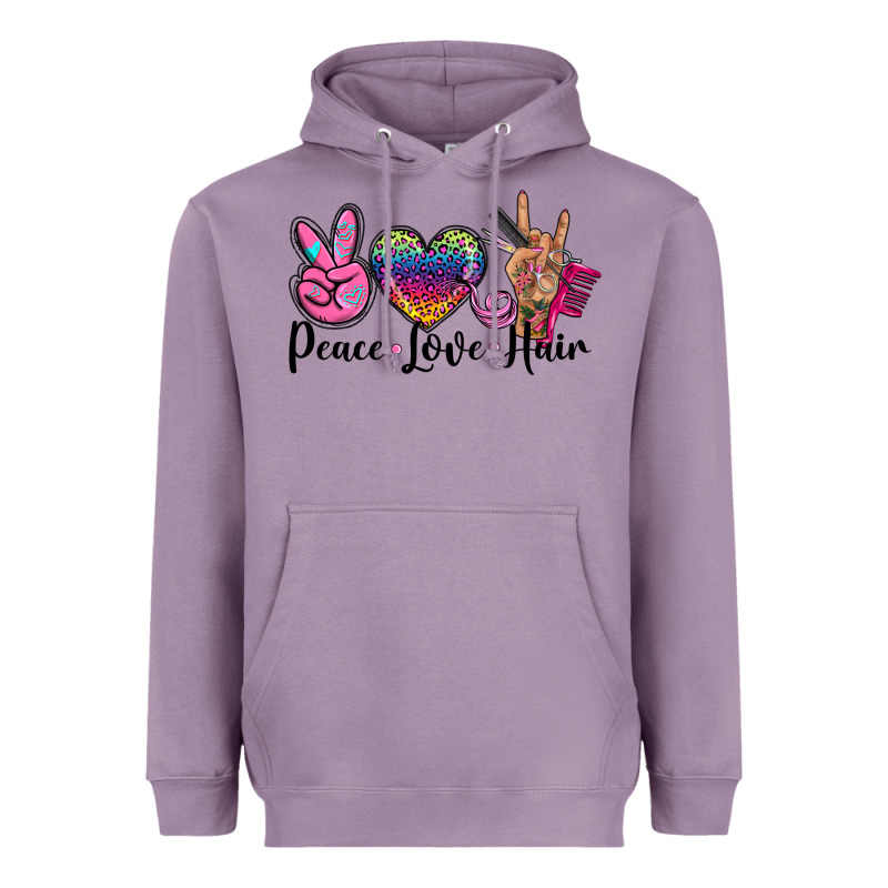 Peace Love Hair Heavyweight Hoodie by BarkalooDesign | Teevron