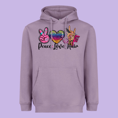 Peace Love Hair Heavyweight Hoodie Designed By Barkaloodesign