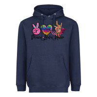 Navy peace love hair Heavyweight Hoodie - BarkalooDesign