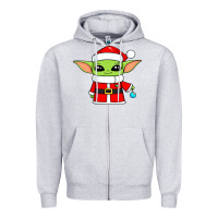 Heather Grey baby yoda christmas santa claus Zipper Hoodie - trangStudio