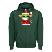 Baby Yoda Christmas Santa Claus Zipper Hoodie | Teevron